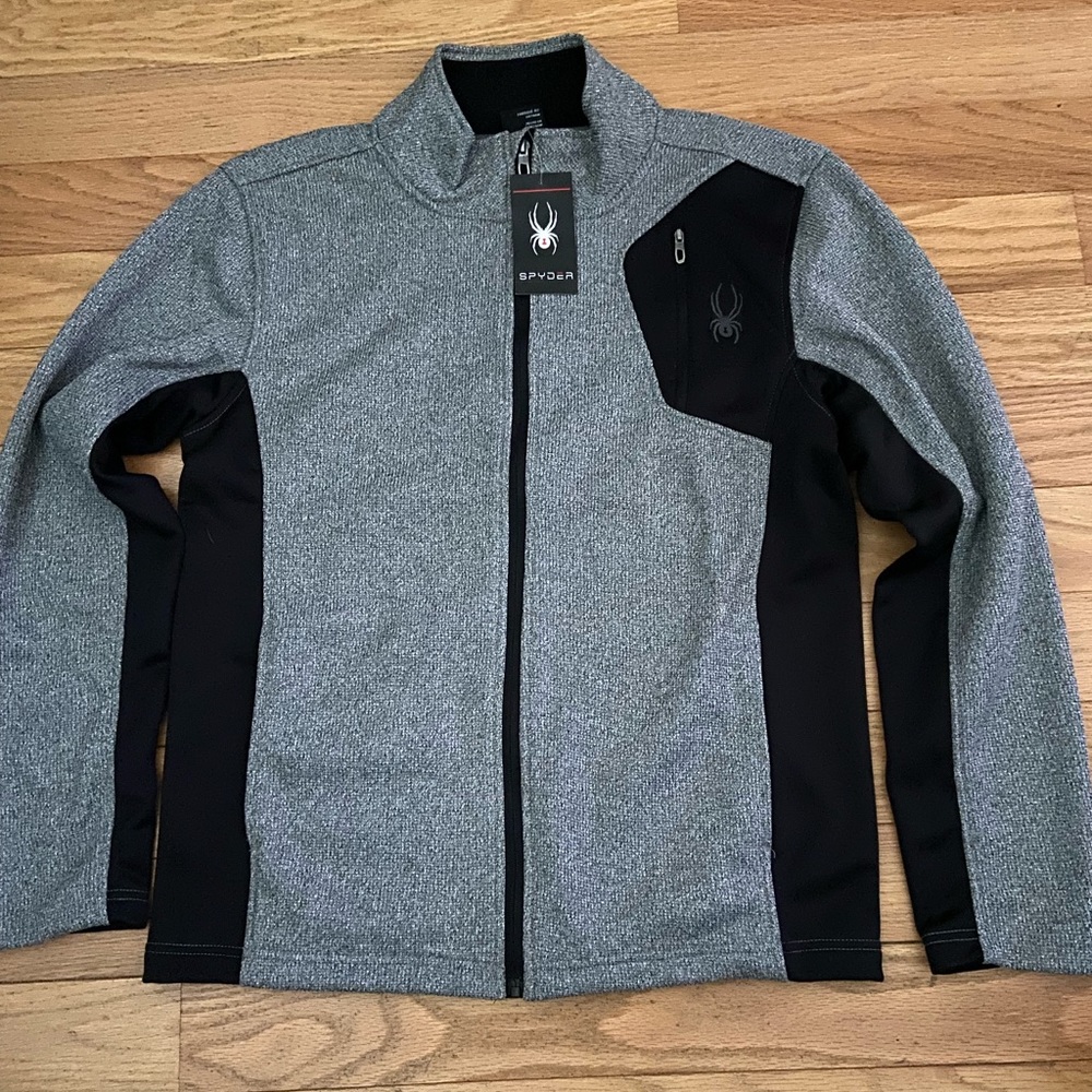 Spyder men’s Raider Full Zip Sweater Heather Grey New
